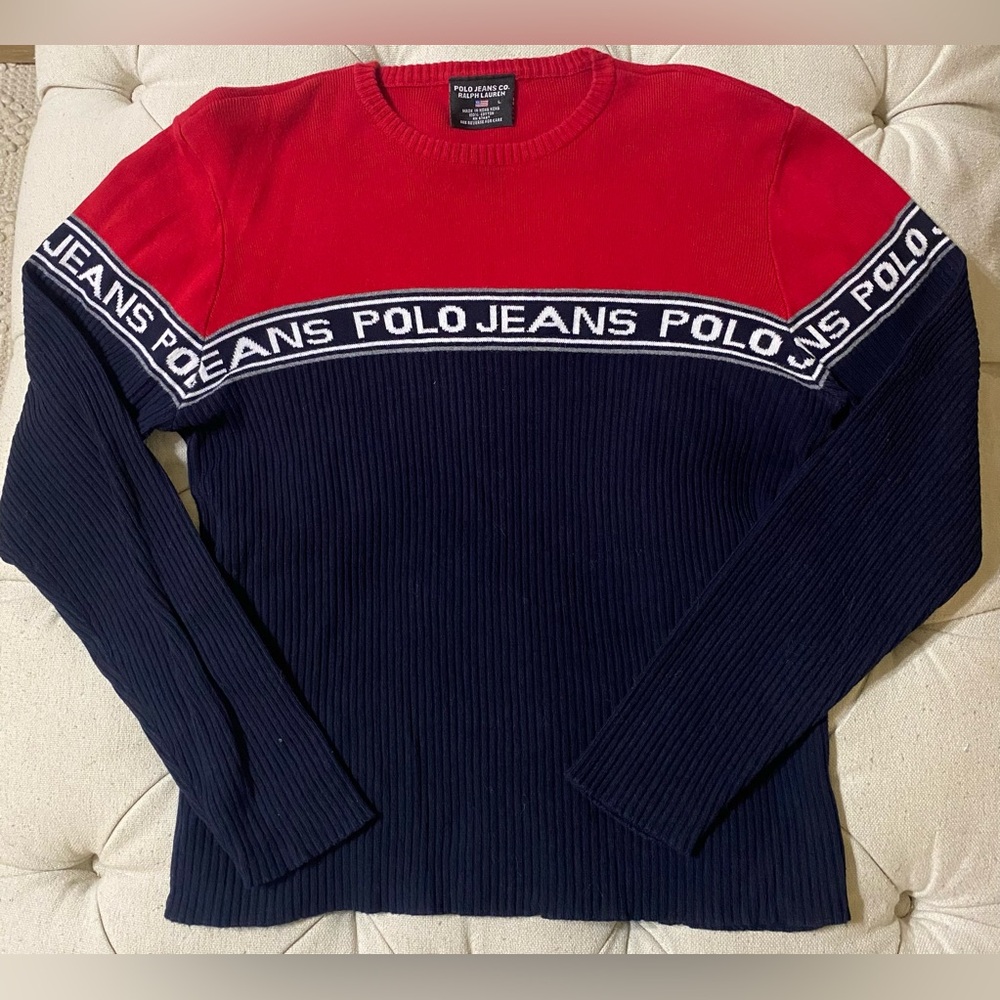 Polo by Ralph Lauren Red and Navy Crewneck Sweater